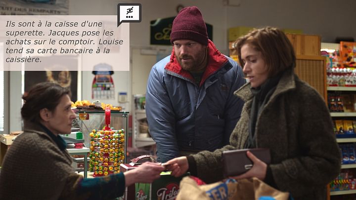  L’audiodescription : un texte en voix off décrit les éléments visuels du film. Photo : Qu'est-ce qu'on va faire de Jacques ? © Samuel Lahu